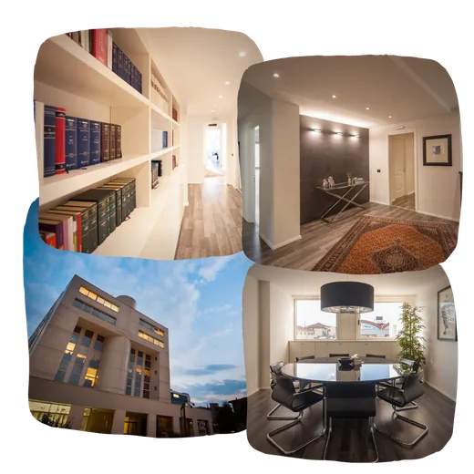 Lo studio: la biblioteca, la sala riunioni, l’ingresso e il palazzo